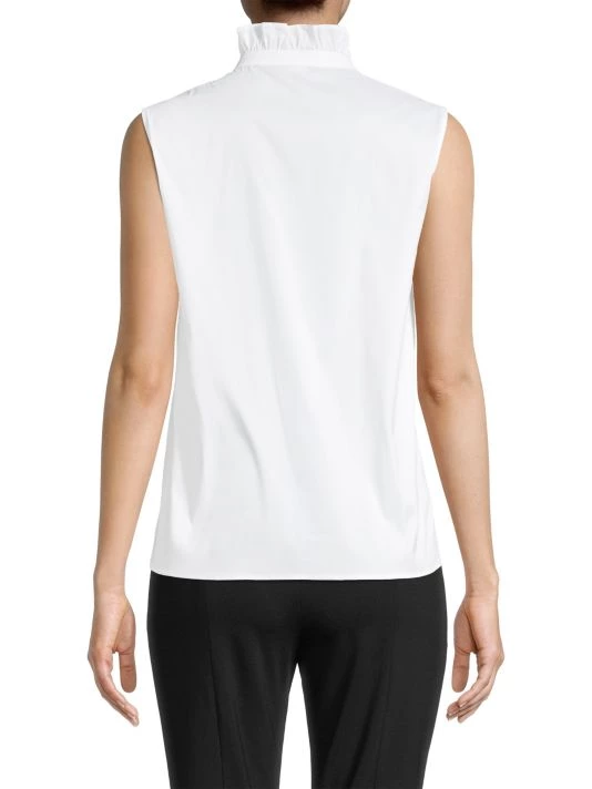 Misook Ruffle Neck Stretch Cotton Blouse 7 Misook Ruffle Neck Stretch Cotton Blouse - Image 5