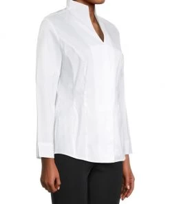 Misook Stretch Cotton Button-Front Blouse -Helmut Lang And Misook Sales unnamed file 1194