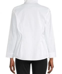 Misook Stretch Cotton Button-Front Blouse -Helmut Lang And Misook Sales unnamed file 1195