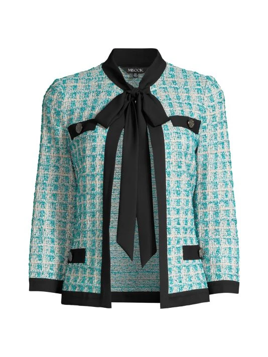 Misook Tie-Front Tweed & Crepe Heritage Jacket 3 Misook Tie-Front Tweed & Crepe Heritage Jacket