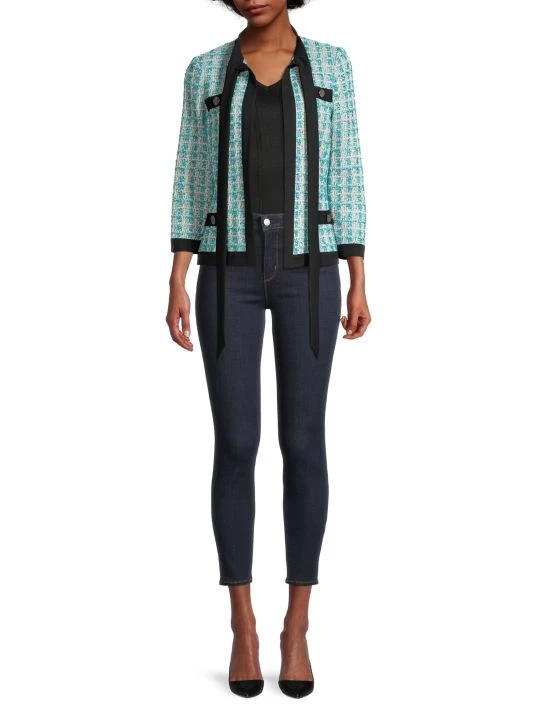 Misook Tie-Front Tweed & Crepe Heritage Jacket 4 Misook Tie-Front Tweed & Crepe Heritage Jacket - Image 2