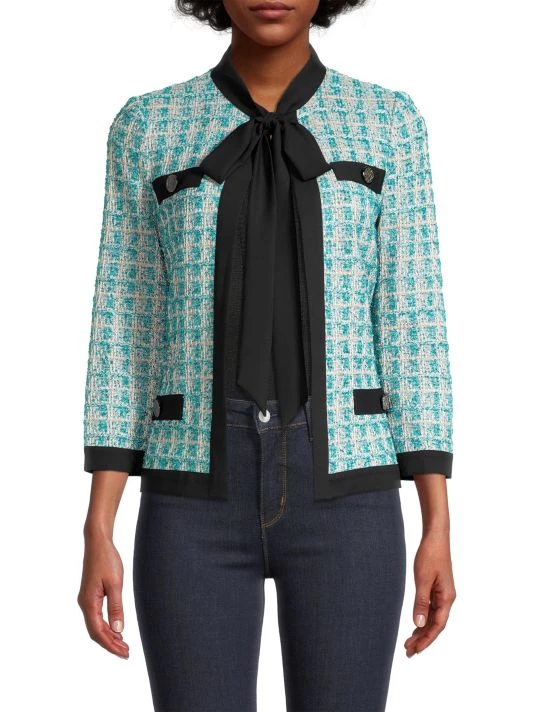 Misook Tie-Front Tweed & Crepe Heritage Jacket 5 Misook Tie-Front Tweed & Crepe Heritage Jacket - Image 3