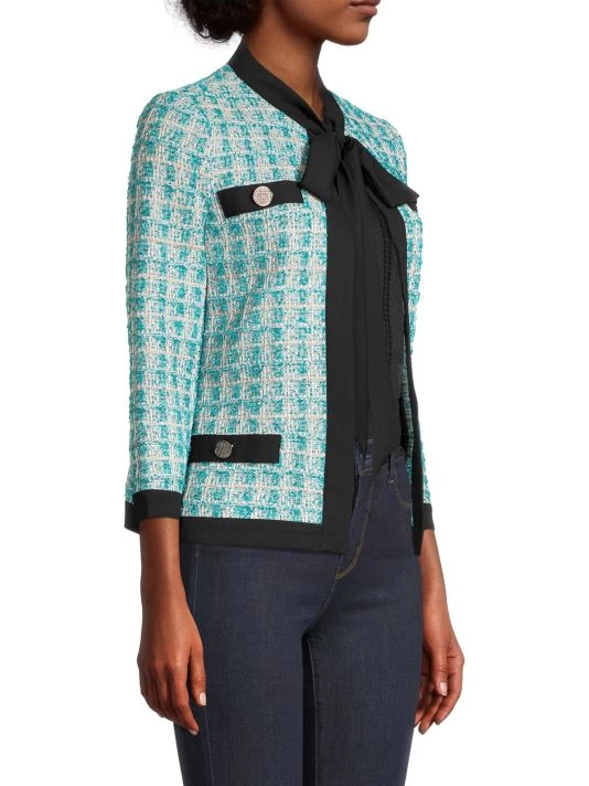 Misook Tie-Front Tweed & Crepe Heritage Jacket 6 Misook Tie-Front Tweed & Crepe Heritage Jacket - Image 4