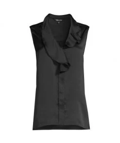 Misook Waterfall Ruffle Crepe-De-Chine Blouse White