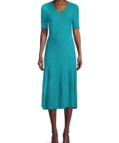Misook Textured Knit Fit-And-Flare Dress -Helmut Lang And Misook Sales unnamed file 1221