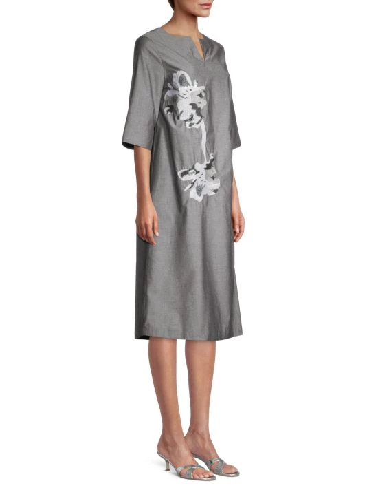 Misook Floral Embroidered Cotton Dress 6 Misook Floral Embroidered Cotton Dress - Image 4