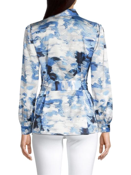 Misook Brushstroke Print Crepe De Chine Belted Shacket 7 Misook Brushstroke Print Crepe De Chine Belted Shacket - Image 5