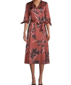 Misook Floral Belted Crepe De Chine Dress -Helmut Lang And Misook Sales unnamed file 1275
