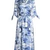 Misook Brushstroke Print Crepe De Chine Dress