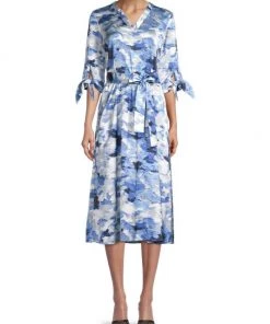 Misook Brushstroke Print Crepe De Chine Dress 10 Misook Brushstroke Print Crepe De Chine Dress -Helmut Lang And Misook Sales unnamed file 1293