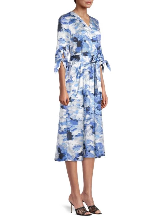 Misook Brushstroke Print Crepe De Chine Dress 6 Misook Brushstroke Print Crepe De Chine Dress - Image 4