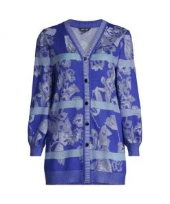 Misook Floral Jacquard Knit Cardigan