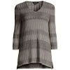 Misook Scalloped Stripe Soft Pointelle Knit Tunic
