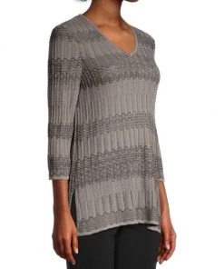 Misook Scalloped Stripe Soft Pointelle Knit Tunic -Helmut Lang And Misook Sales unnamed file 1312