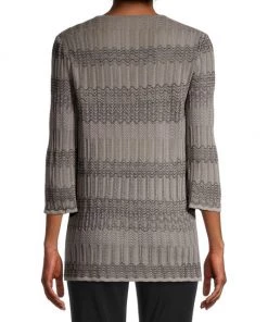 Misook Scalloped Stripe Soft Pointelle Knit Tunic -Helmut Lang And Misook Sales unnamed file 1313