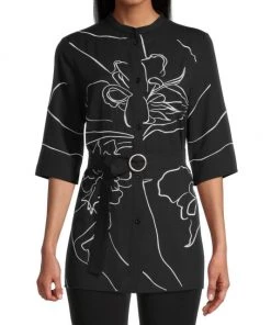 Misook Embroidered Belted Crepe De Chine Blouse 10 Misook Embroidered Belted Crepe De Chine Blouse -Helmut Lang And Misook Sales unnamed file 1317