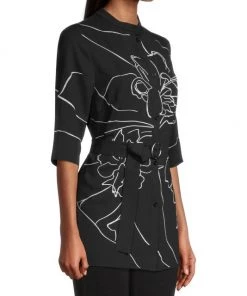 Misook Embroidered Belted Crepe De Chine Blouse 11 Misook Embroidered Belted Crepe De Chine Blouse -Helmut Lang And Misook Sales unnamed file 1318