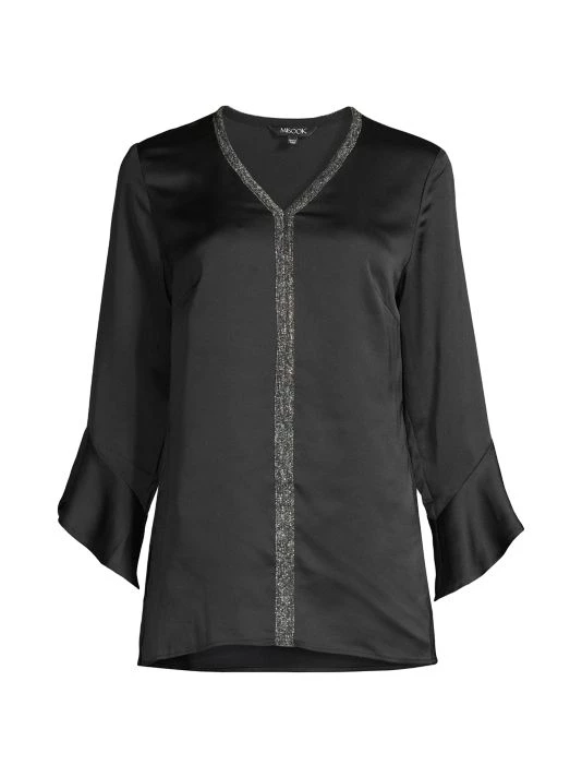 Misook Crepe De Chine Tulip-Sleeve Blouse 3 Misook Crepe De Chine Tulip-Sleeve Blouse