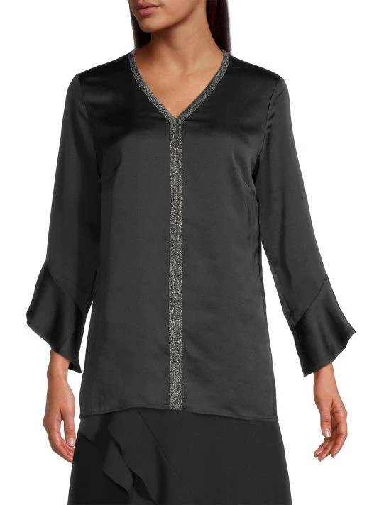 Misook Crepe De Chine Tulip-Sleeve Blouse 5 Misook Crepe De Chine Tulip-Sleeve Blouse - Image 3
