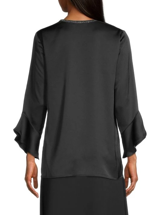 Misook Crepe De Chine Tulip-Sleeve Blouse 7 Misook Crepe De Chine Tulip-Sleeve Blouse - Image 5