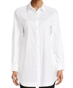 Misook Long Button-Front Cotton-Blend Blouse 10 Misook Long Button-Front Cotton-Blend Blouse -Helmut Lang And Misook Sales unnamed file 1406