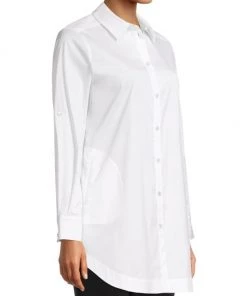 Misook Long Button-Front Cotton-Blend Blouse 11 Misook Long Button-Front Cotton-Blend Blouse -Helmut Lang And Misook Sales unnamed file 1407