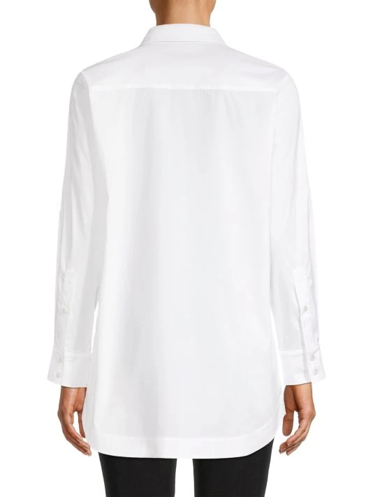 Misook Long Button-Front Cotton-Blend Blouse 7 Misook Long Button-Front Cotton-Blend Blouse - Image 5