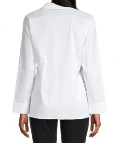 Misook Stretch Cotton Wrap Blouse -Helmut Lang And Misook Sales unnamed file 1426