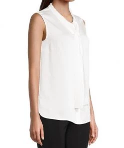 Misook Crepe De Chine Tie-Neck Blouse -Helmut Lang And Misook Sales unnamed file 1489