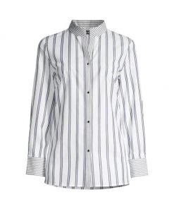 Misook Mixed Striped Poplin Shirt