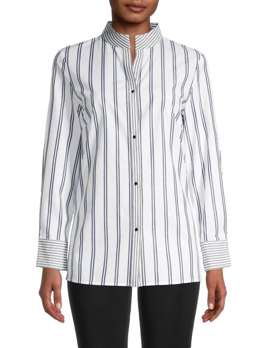 Misook Mixed Striped Poplin Shirt 5 Misook Mixed Striped Poplin Shirt - Image 3