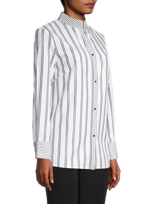 Misook Mixed Striped Poplin Shirt 6 Misook Mixed Striped Poplin Shirt - Image 4
