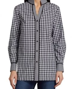 Misook Gingham Button-Up Blouse -Helmut Lang And Misook Sales unnamed file 1542