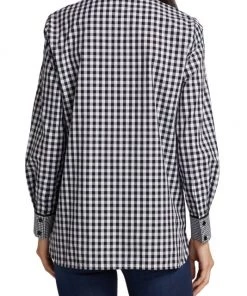 Misook Gingham Button-Up Blouse -Helmut Lang And Misook Sales unnamed file 1544