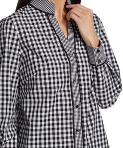 Misook Gingham Button-Up Blouse -Helmut Lang And Misook Sales unnamed file 1545