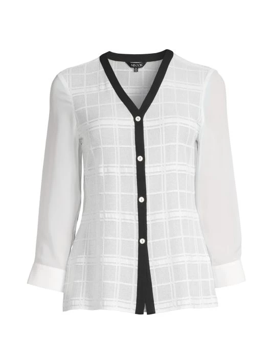 Misook Sheer Plaid Blouse 3 Misook Sheer Plaid Blouse