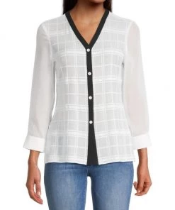 Misook Sheer Plaid Blouse 9 Misook Sheer Plaid Blouse -Helmut Lang And Misook Sales unnamed file 1584