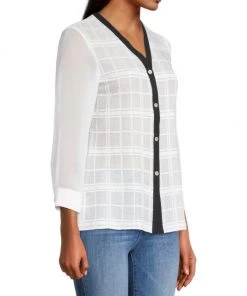 Misook Sheer Plaid Blouse 10 Misook Sheer Plaid Blouse -Helmut Lang And Misook Sales unnamed file 1585