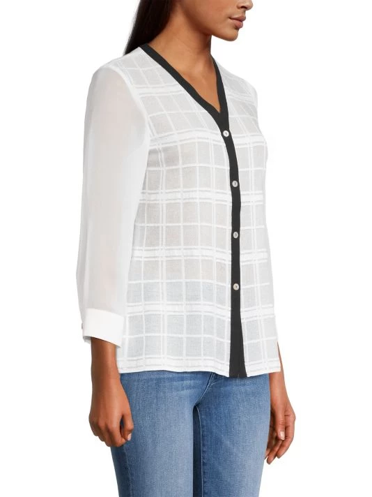 Misook Sheer Plaid Blouse 6 Misook Sheer Plaid Blouse - Image 4