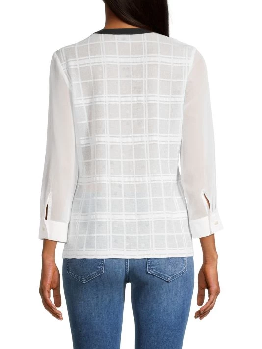 Misook Sheer Plaid Blouse 7 Misook Sheer Plaid Blouse - Image 5