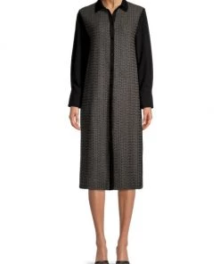 Misook Button-Front Multi-Media Shirtdress -Helmut Lang And Misook Sales unnamed file 1613