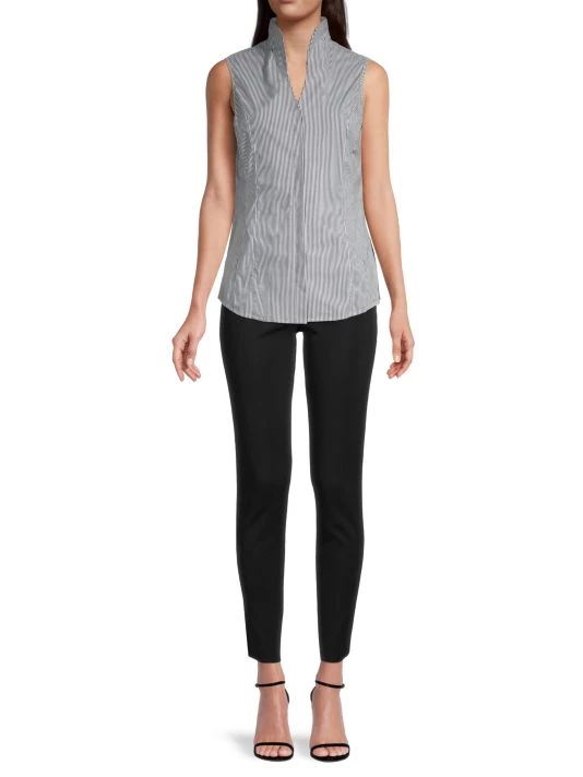 Misook Pinstripe Stretch Cotton Shirt 4 Misook Pinstripe Stretch Cotton Shirt - Image 2