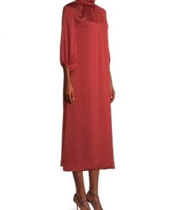 Misook Pleated Mockneck Crepe De Chine A-Line Dress -Helmut Lang And Misook Sales unnamed file 1658