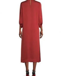 Misook Pleated Mockneck Crepe De Chine A-Line Dress -Helmut Lang And Misook Sales unnamed file 1659