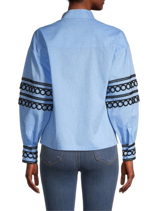 Misook Embroidered Puff Sleeve Linen Blend Blouse 7 Misook Embroidered Puff Sleeve Linen Blend Blouse - Image 5