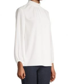 Misook Gathered Mockneck Crepe De Chine Blouse 11 Misook Gathered Mockneck Crepe De Chine Blouse -Helmut Lang And Misook Sales unnamed file 1694