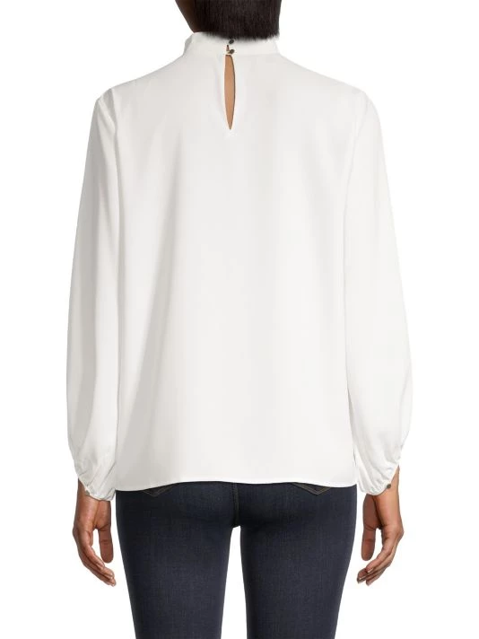 Misook Gathered Mockneck Crepe De Chine Blouse 7 Misook Gathered Mockneck Crepe De Chine Blouse - Image 5