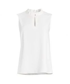 Helmut Lang And Misook Sales 15 Misook Ruffled Crepe-De-Chine Keyhole Blouse