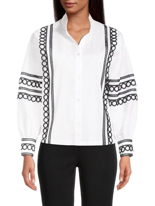 Misook Lace-Trim Blouson-Sleeve Blouse 5 Misook Lace-Trim Blouson-Sleeve Blouse - Image 3