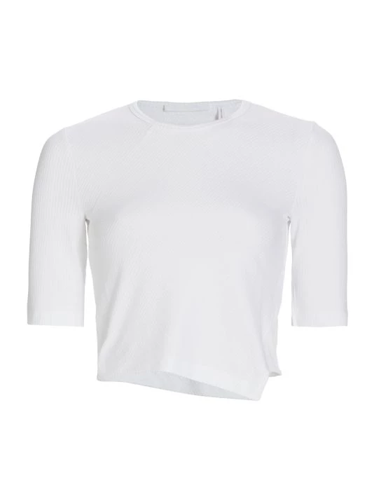 Helmut Lang Asymmetric Rib-Knit Crop Top 3 Helmut Lang Asymmetric Rib-Knit Crop Top